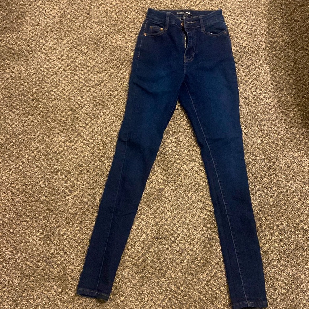Fashion nova dark blue wash high waisted skinny jeans